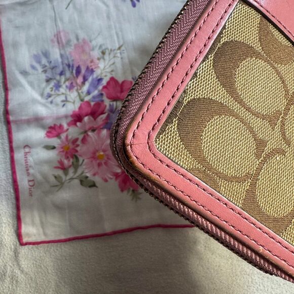 Coach Signature Canvas Wallet - Tan & Pink Y2K - Picture 6 of 11